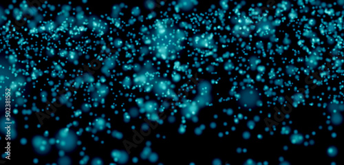 Abstract bokeh dark blue background. Luxary dark backtop with defocused glowing dots. Blurred glitter mutilated blinking stars and sparks. 3d rendering.