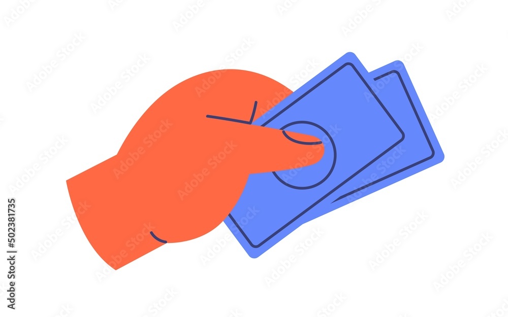 Hand Holding Abstarct Paper Money Arm Giving Banknotes Paying On Cash