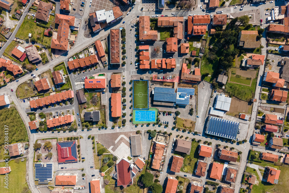Aerial view of a small town in southern Italy, San Michele di Serino, Campania, Avellino, Italy. Aerial view of a small town in southern Italy, San Michele di Serino, Campania, Avellino, Italy.