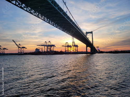 View of the Walt Whitman Bridge with the Delaware River, Philadelphia photo