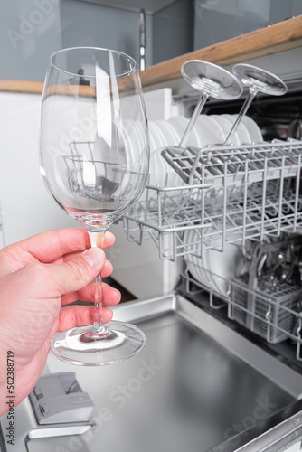 Glasses for wine after cleaning in a dishwasher