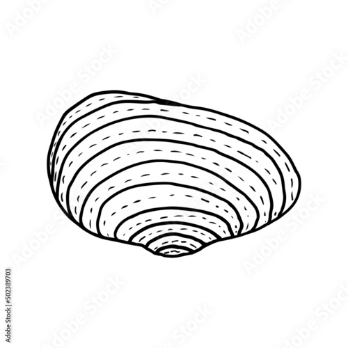 Hand-drawn seashell spiral with a texture of many dots.