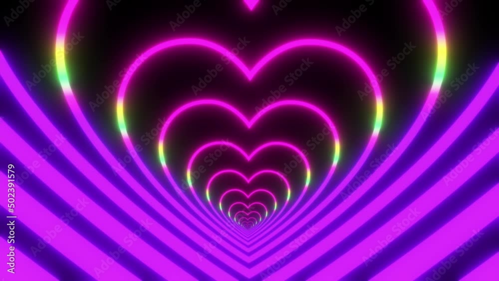 Heart Neon tunnel loop video background 