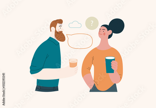 People portrait - Conversation -Modern flat vector concept illustration of talking people, half-length portrait, user avatar. Creative landing web page illustartion, conversation and discussion