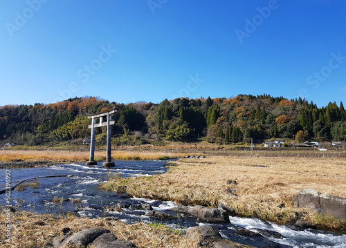 Ogata River of Harajiri Falls, Surrounded by Beautiful Nature and Trees photo