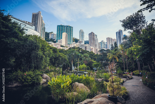 Scenic shot of the Sik Sik Yuen Wong Tai Sin Temple in Hong Kong photo