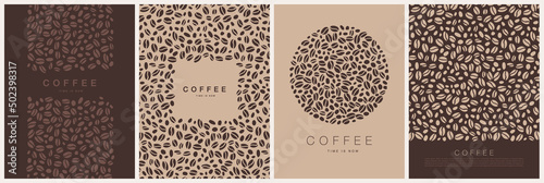 Papier peint Vector set of modern vertical carts with coffee beans for posters, flyers, banners, invitations, restaurant or cafe menu design