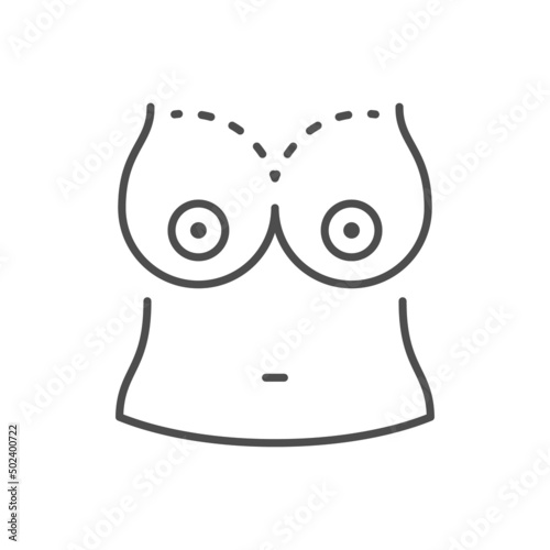 Breast augmentation line outline icon