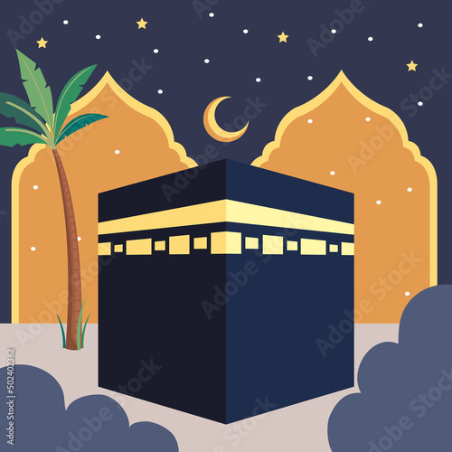 mecca with moon scene