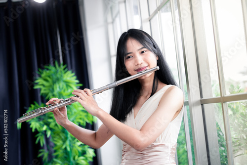 Slika na platnu Flute classical instrument profestional player playing song