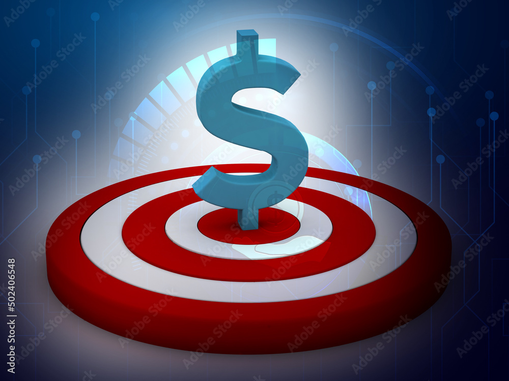 3d rendering Dollar symbol target 3d rendering Dollar symbol target