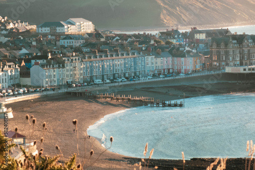 View from the Hill of a beach in Aberystwyth in Wales, UK photo