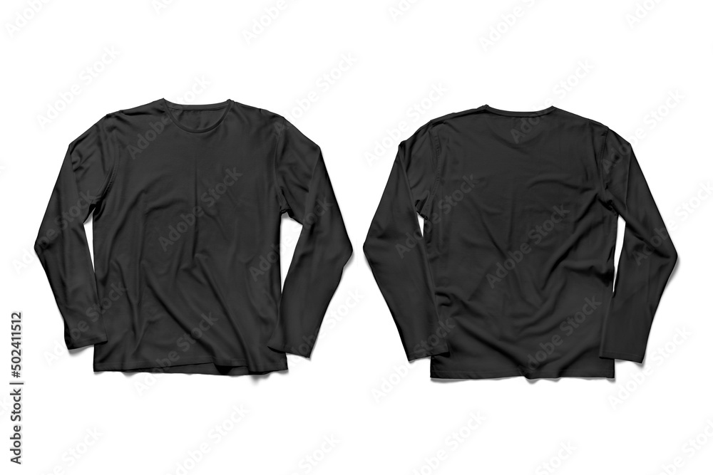 Blank long sleeve mockup template, front and back view, isolated on