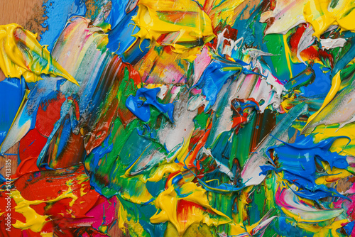 Abstract colorful acrylic paint as background  top view