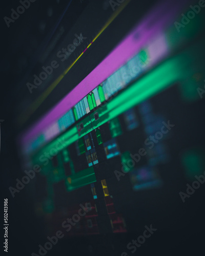 Fotografie Vertical shot of a professional video editing timeline
