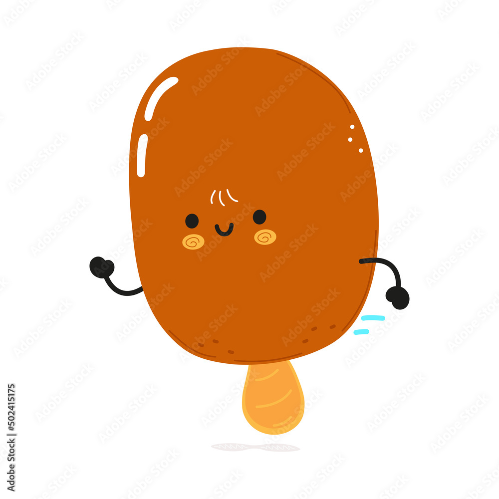 Cute funny running ice cream. Vector hand drawn cartoon kawaii character illustration icon. Isolated on white background. Run ice cream concept