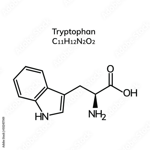 essential amino acid tryptophan on a white background
