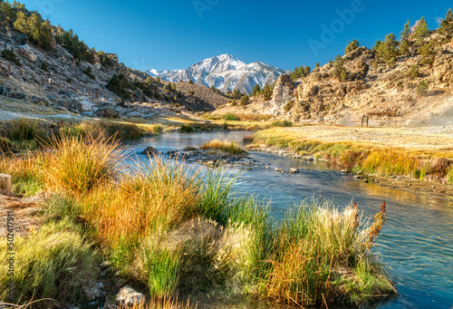 Scenic view of the Mammoth Lakes in the Hot Creek Geological Site, Eastern Sierra photo