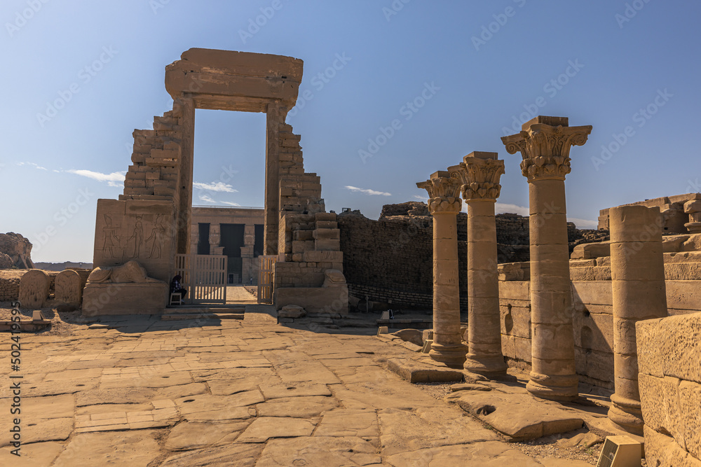 Dendera, Egypt -  November 17, 2021: The great ancient Egyptian temple of Dendera at Dendera, Egypt