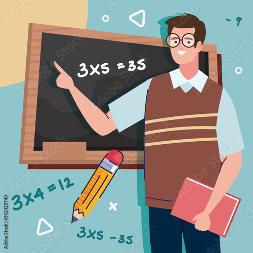 male teacher in math class
