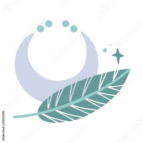 Boho elements set with moon and stars.