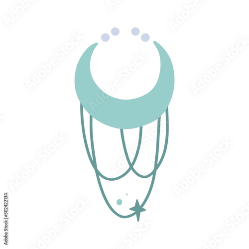 Boho elements set with moon and dreamcatcher with stars.