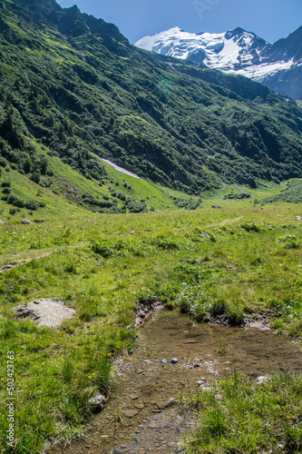 Tranquil landscape of the Glacier de Bionnassay in France photo