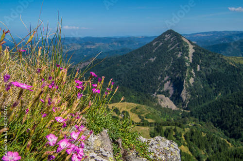 Serene landscape of the Suc de Sara mountain in Loire, France photo