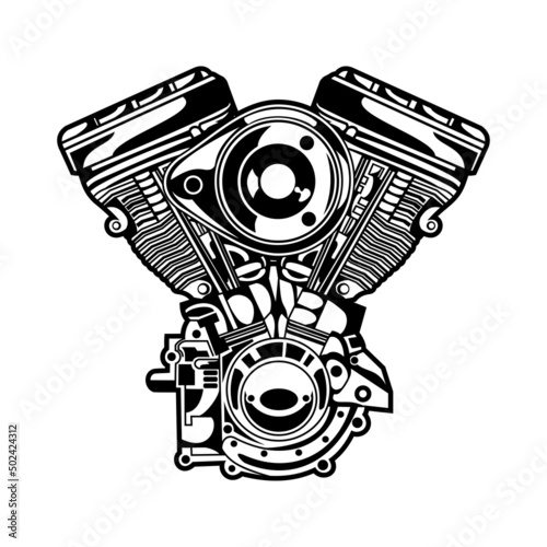 motorcycle engine vector isolated on white