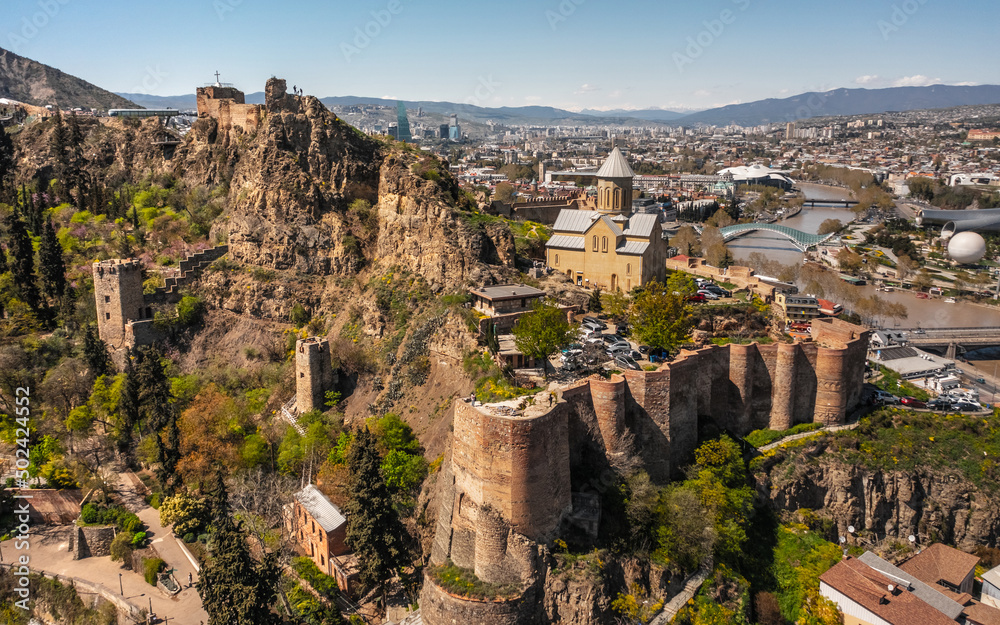 Aerial view of Narikala Fortress in Tbilisi