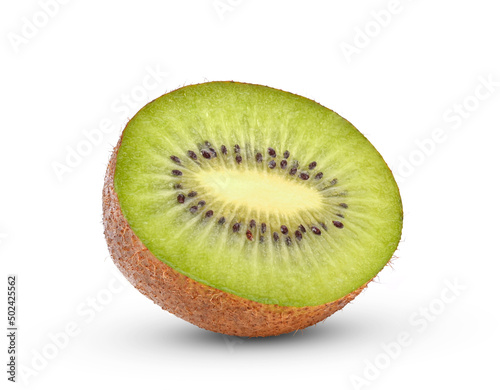Half of kiwi fruit isolated on white background.