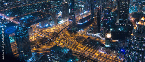Fotografering Modern Dubai from Burj Khalifa in the UAE at night