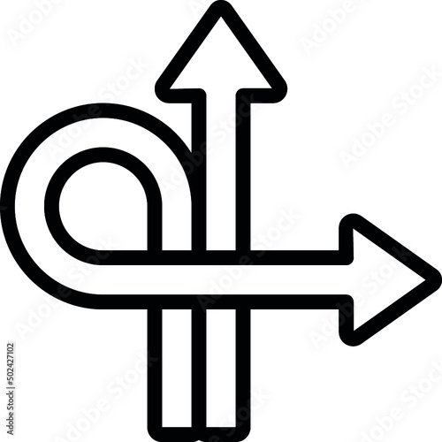 Straight And Curved Arrows Icon