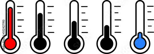Different temperature Medical barometers vector illustration