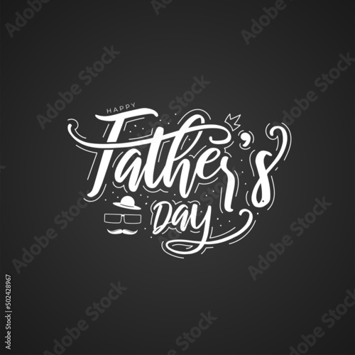 Vector illustration of Happy Father's Day Calligraphy card with black background