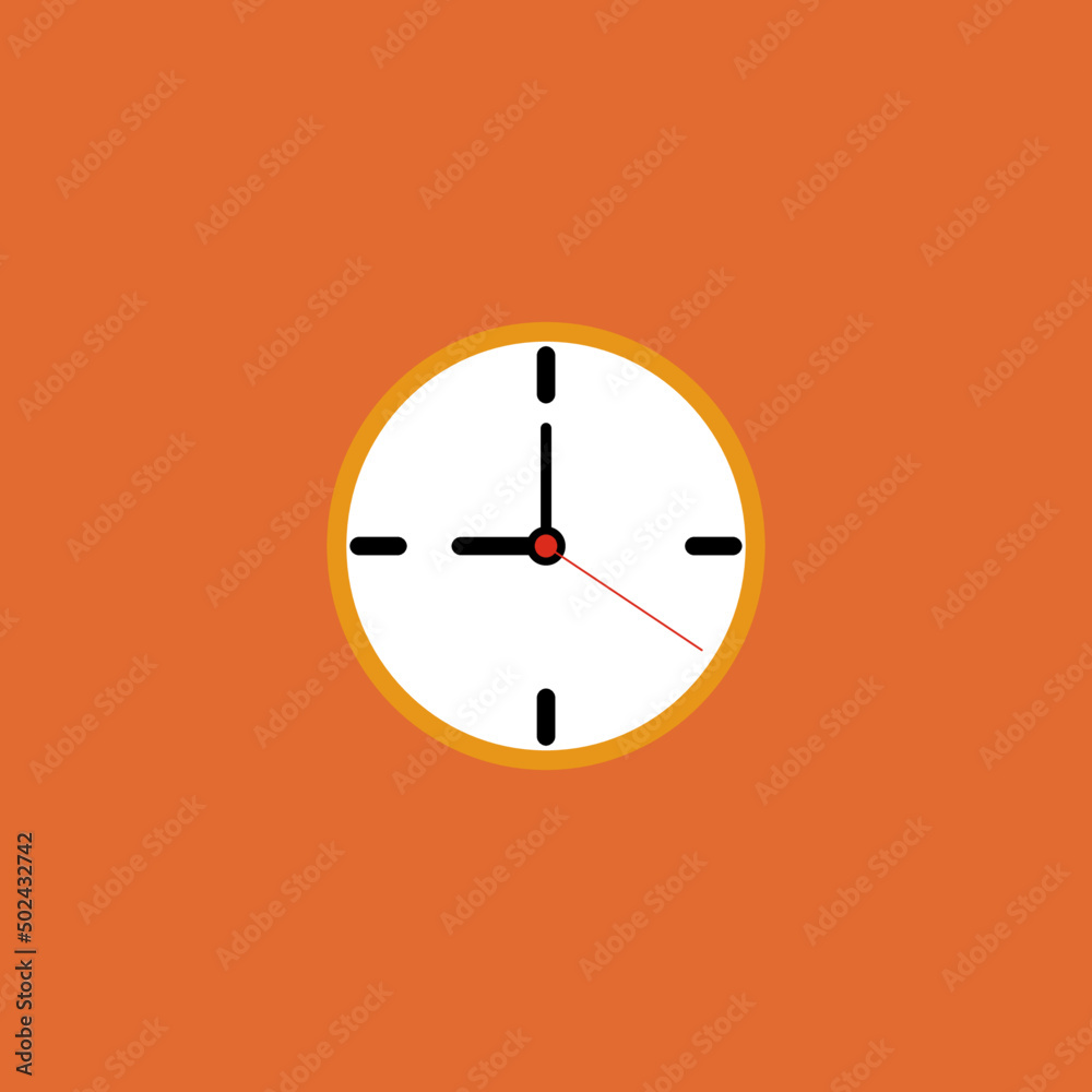 Watch or time icon on orange background. Watch or time icon on orange background.