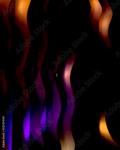 Abtrsact dark background with purple and golden light swirls photo