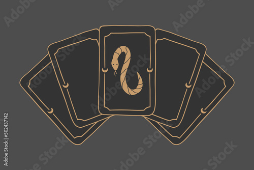 Magic Tarot deck vector background with snake. Occult and fortune telling concept.