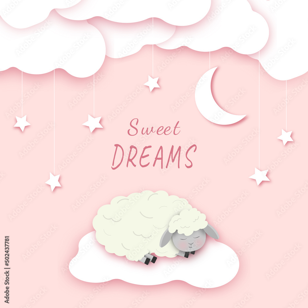 Kids card with cute little lamb. Vector illustration Kids card with cute little lamb. Vector illustration