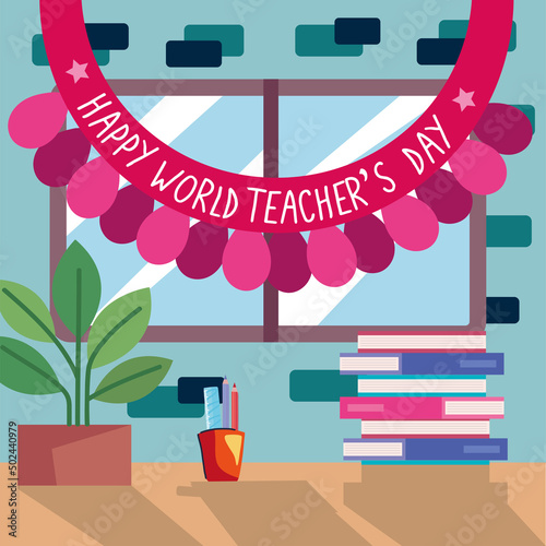 world teachers day in garlands