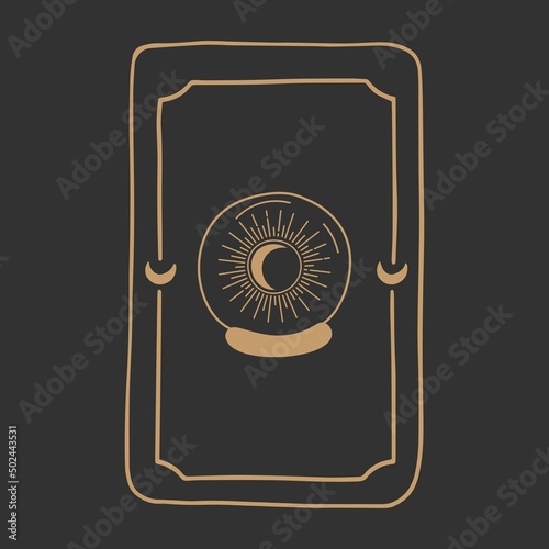 Magic Tarot deck vector background with magic ball Occult and fortune telling concept.