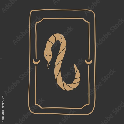 Magic Tarot deck vector background with snake Occult and fortune telling concept.