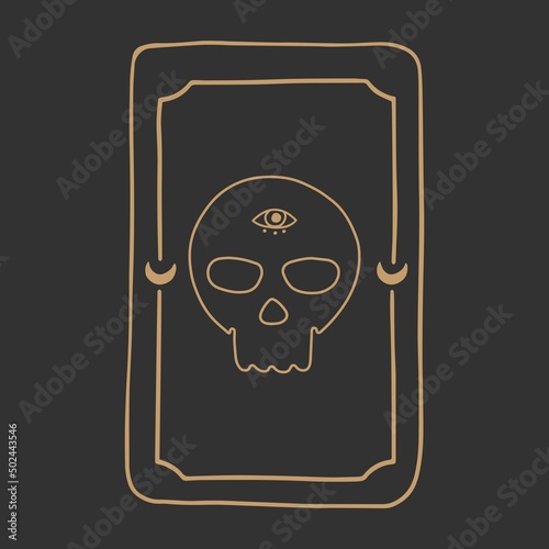 Magic Tarot deck vector background with skull and eye Occult and fortune telling concept.