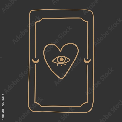 Magic Tarot deck vector background with heart and eye Occult and fortune telling concept.