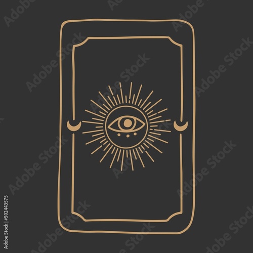 Magic Tarot deck vector background with sun and eye. Occult and fortune telling concept.