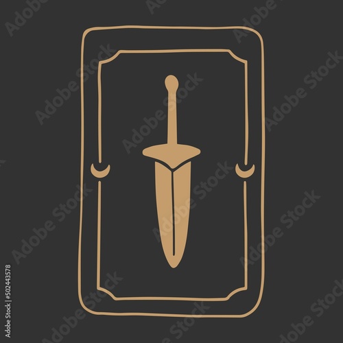 Magic Tarot deck vector background with sword Occult and fortune telling concept.