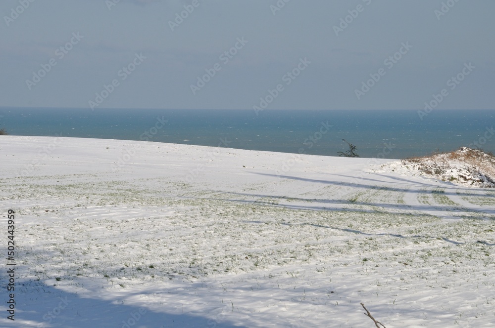 Fields under the snow in Brittany