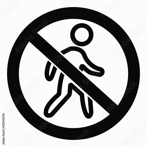 Icon do not walk. Movement Prohibition. Pedestrian to stand. Do not cross. Not to run. Walk carefully. Vector icon.