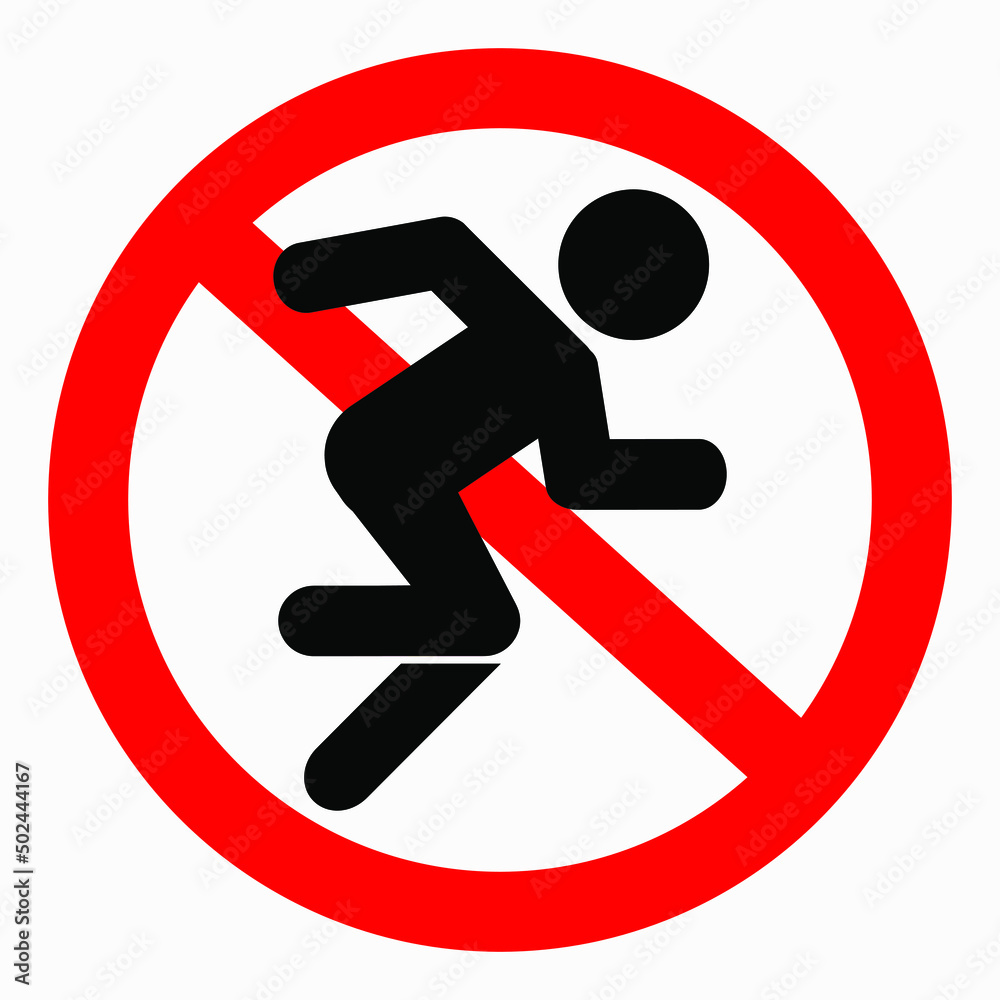 Icon do not walk. Movement Prohibition. Pedestrian to stand. Do not cross. Not to run. Walk carefully. Vector icon. Icon do not walk. Movement Prohibition. Pedestrian to stand. Do not cross. Not to run. Walk carefully. Vector icon.