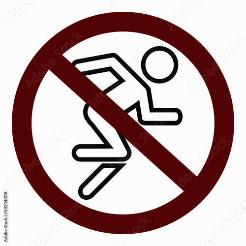 Icon do not walk. Movement Prohibition. Pedestrian to stand. Do not cross. Not to run. Walk carefully. Vector icon.
